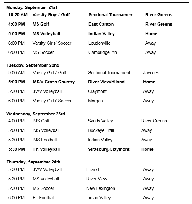Weekly Schedule