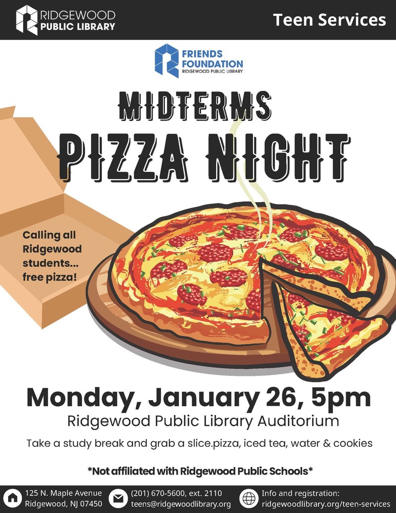 Midterms Pizza Night at RPL - January 26th  at 5pm