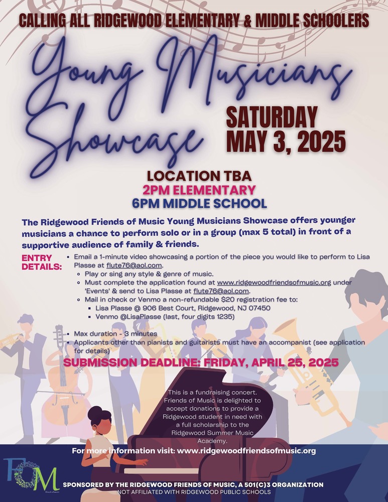 Young Musicians Showcase - Submit by April 25th, Show is on May 3rd