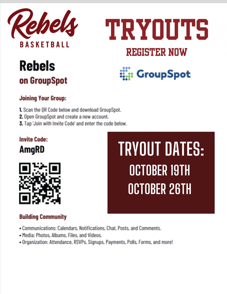 Rebel Tryouts October 19th and 20th
