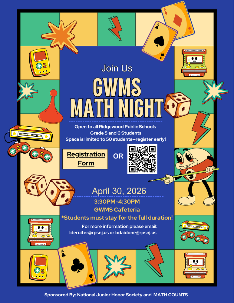 GWMS Game Night for Grades 5 and 6