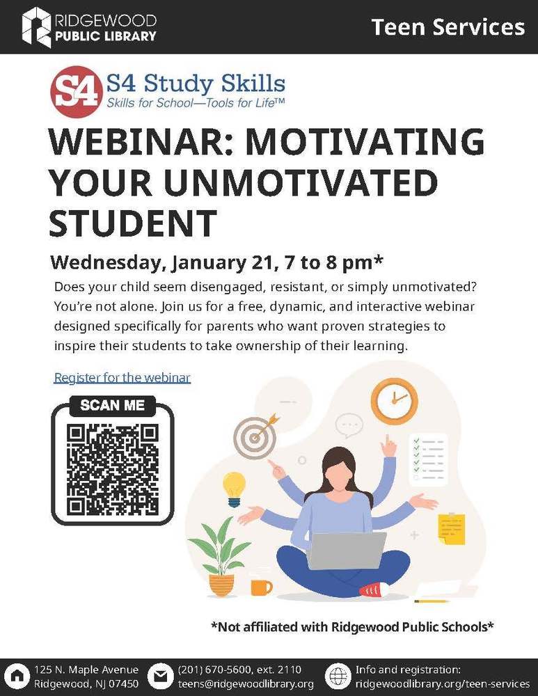 RPL Program - Motivating Your Unmotivated Student - January 21st from 7-8pm