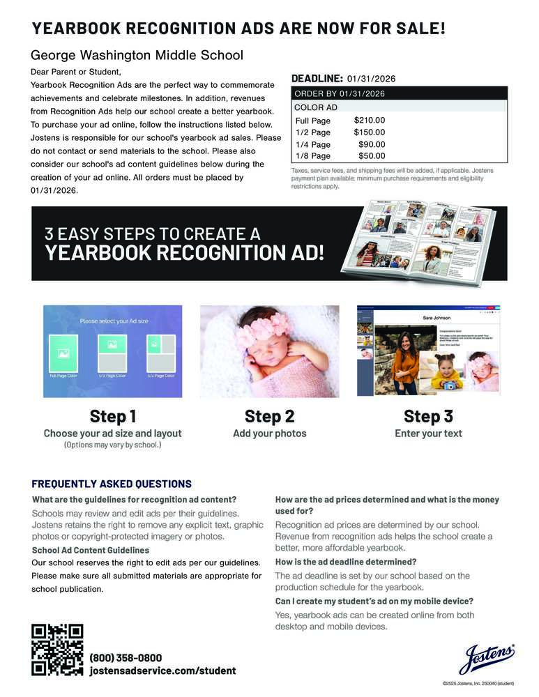 Yearbook recognition ads
