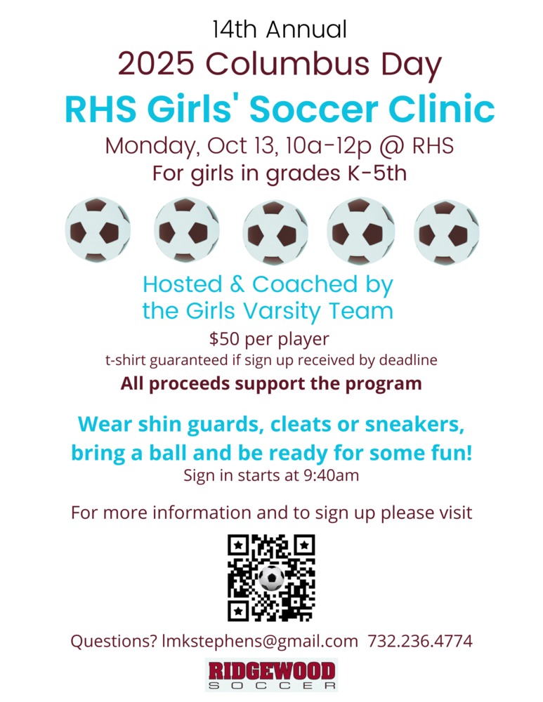 Girls Soccer Columbus Day Clinic - October 13th from 10am-12 noon Grades K-5e 
