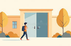 student going into a school