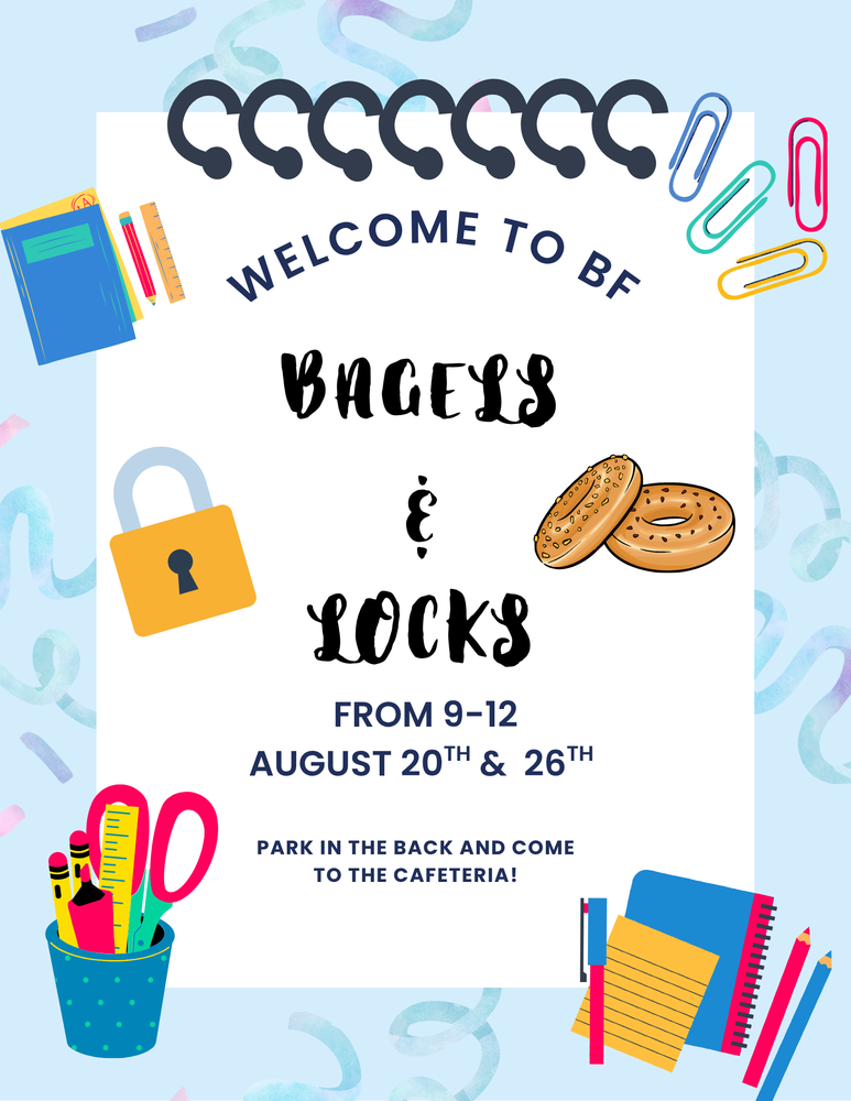 Bagels and Locks for 6th Graders - August 20th and 26th from 9am-noon