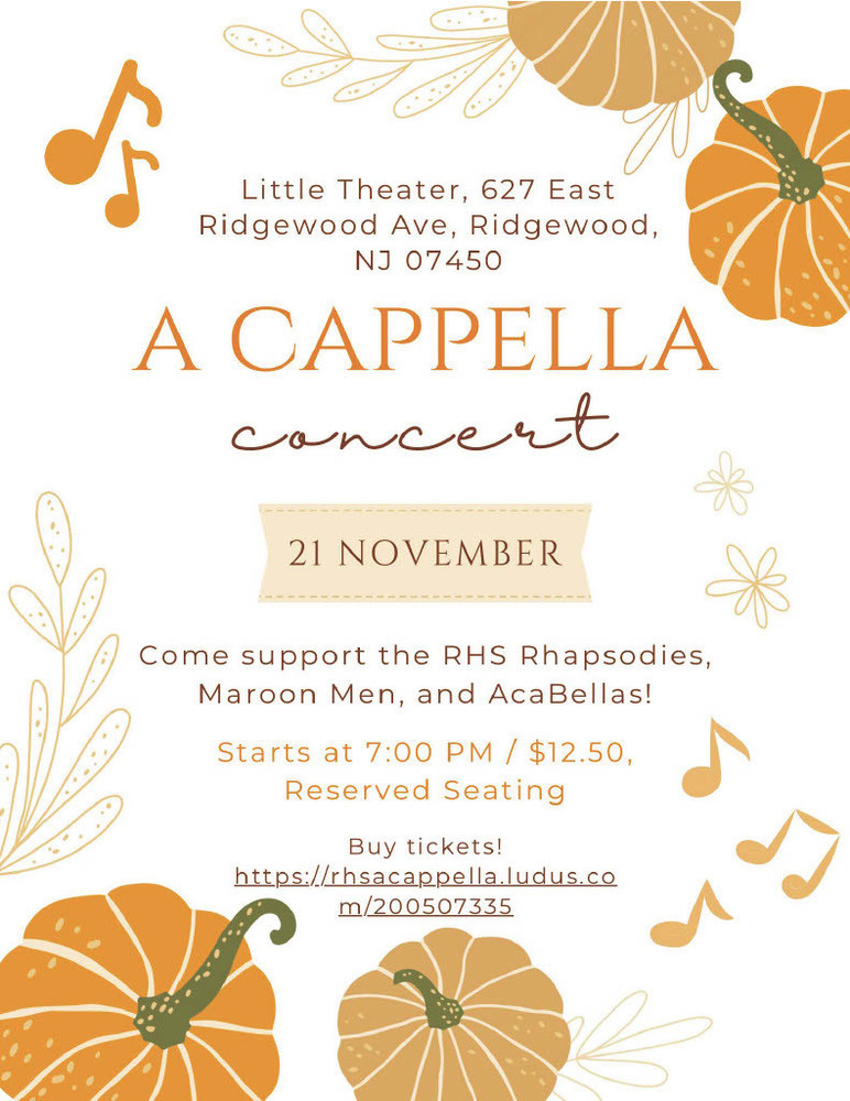 Acappella Concert - November 21st - RHS Little Theater - 7PM
