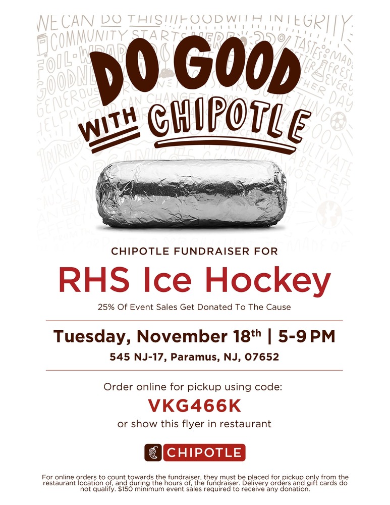 Ice Hockey No Cook Night at Chipotle - November 18th from 5-9pm