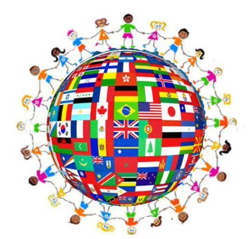 Globe with flags