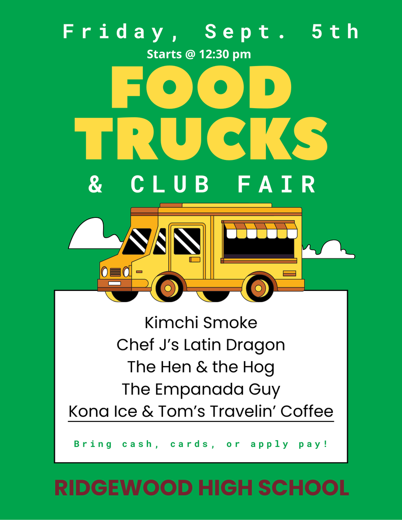 Food Trucks and Club Fair on Friday, September 5th