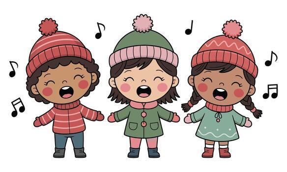 Diverse Children Singing Clip Art