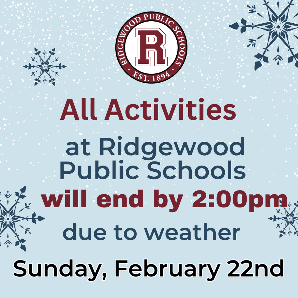 All Activities at RPS will end by 2pm