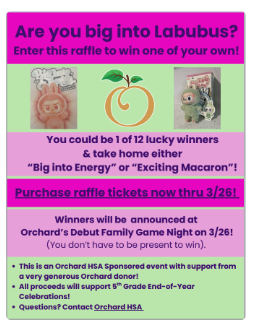 12 lucky winners will take home a labubu as part of a 5th grade fundraiser