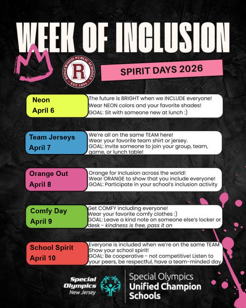 Week of Inclusion Spirit Days - April 6-10, 2026