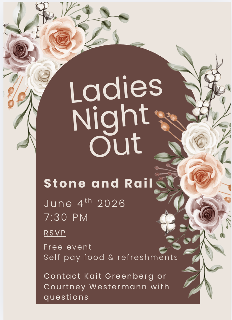 ladies night out stone and rail just 4th 2026 7:30 pm rsvp free event self pay food and regreshment 