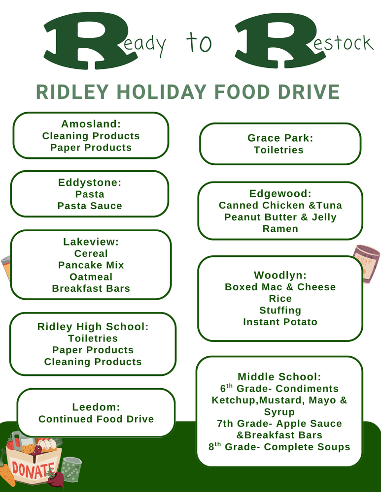 Ready to Restock Ridley Holiday Food Drive