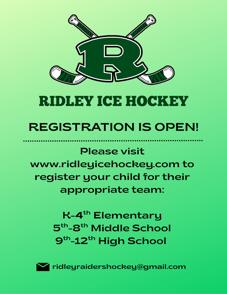 Ridley Ice Hockey REGISTRATION IS OPEN!