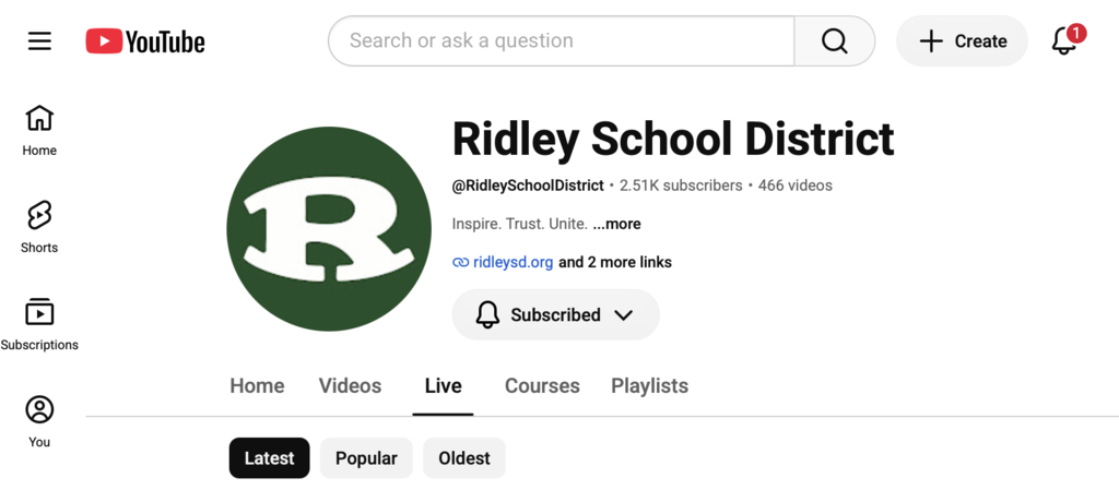 Ridley School District Youtube