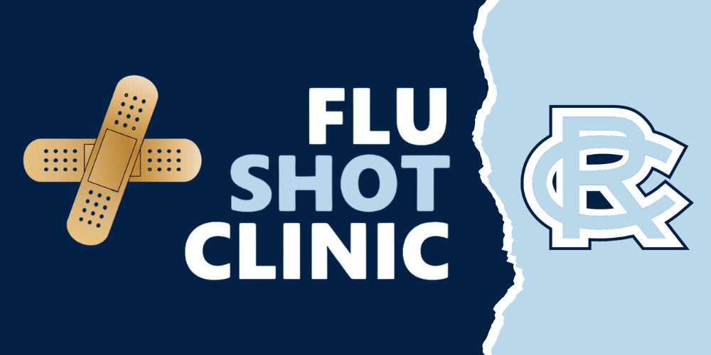 flu shot clinic with bandaids and RC logo