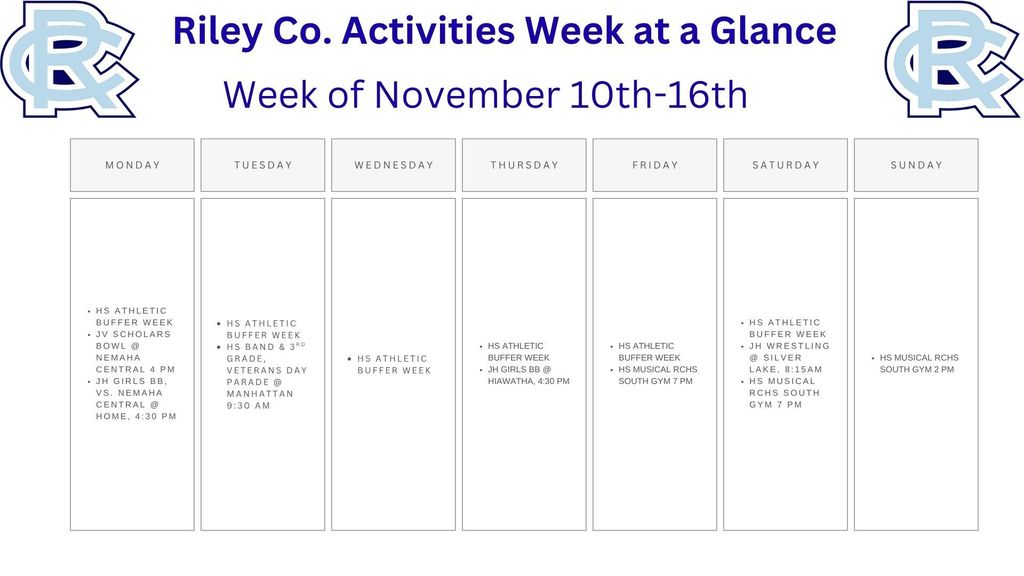 Week at a Glance Nov