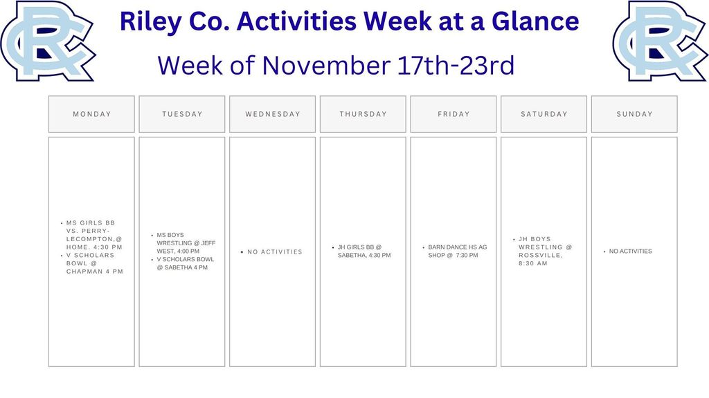 Week at a Glance Nov