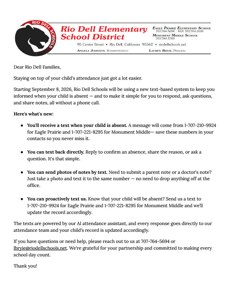Attendance Letter to Parents