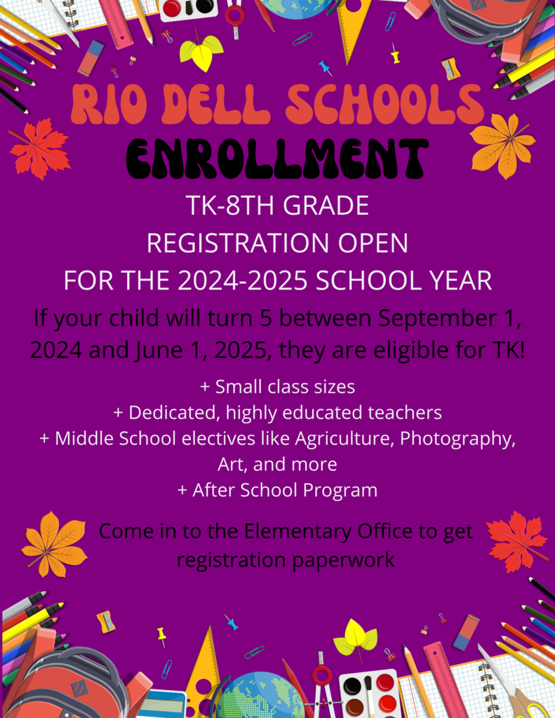 Rio Dell Schools Enrollment flyer