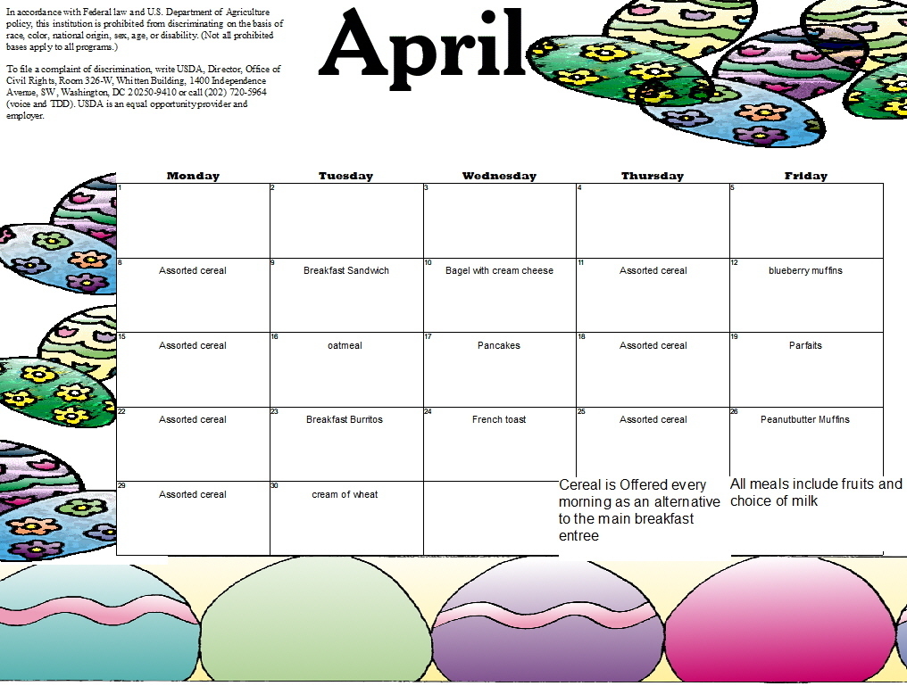 April breakfast menu