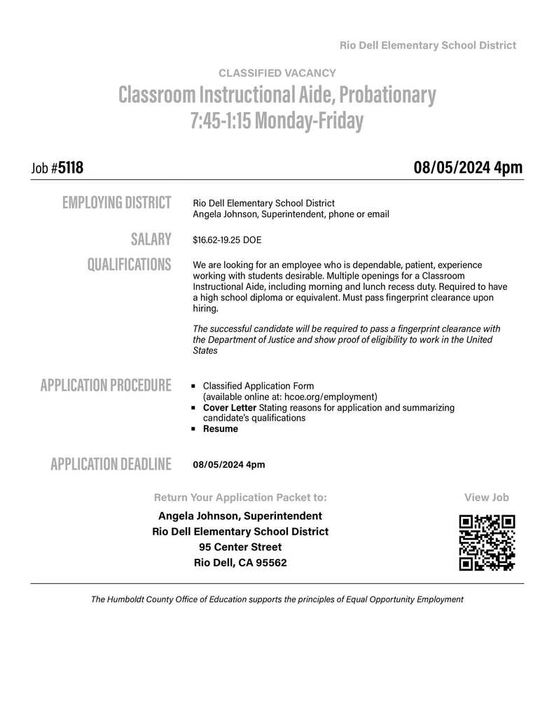aide openings flyer