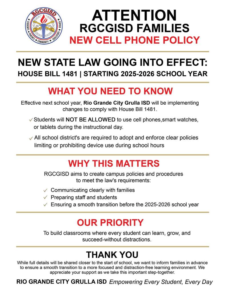 New Cell Phone Policy
