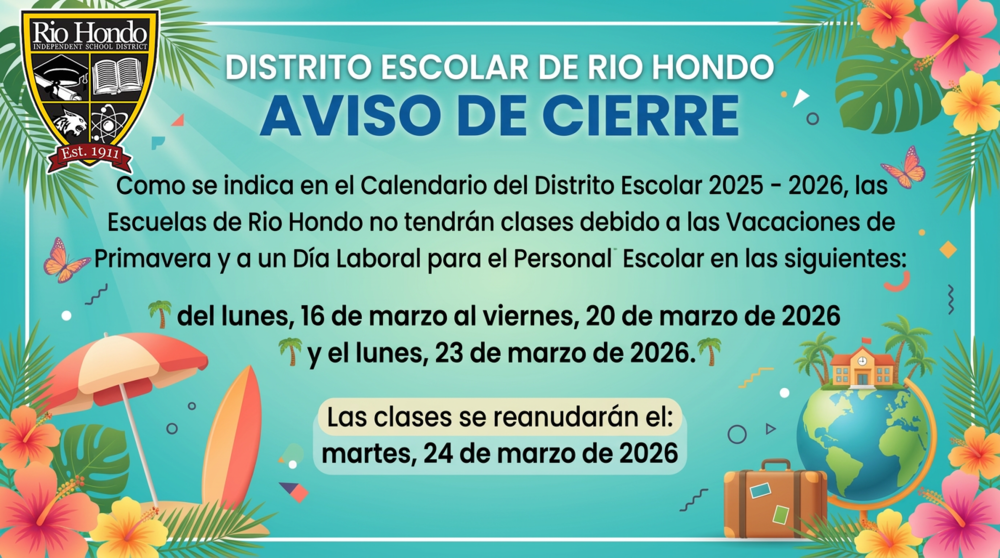 school notice of spring break