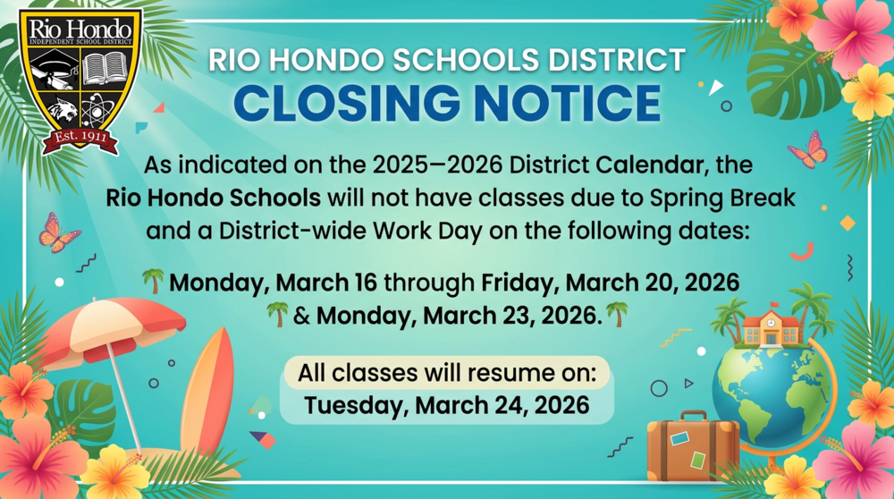 school notice of spring break