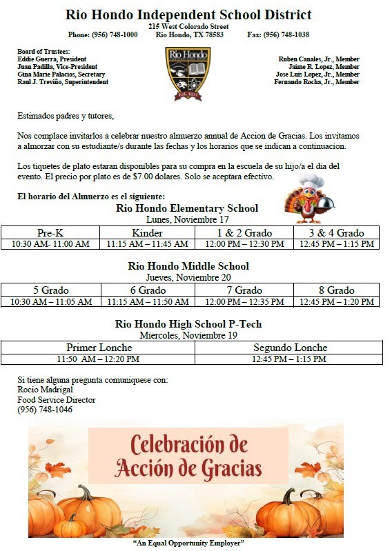 Celebracion de Accion de Gracias