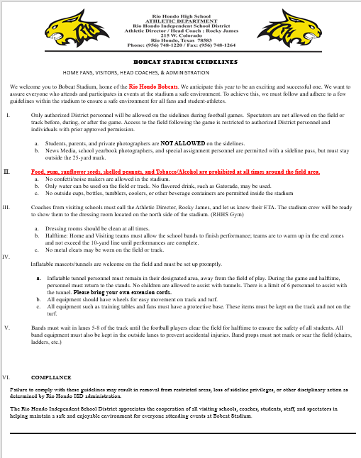 Bobcat Stadium Policy