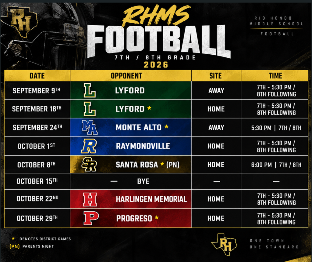RHMS Football Schedule