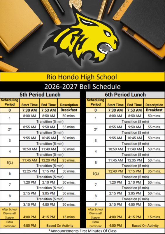 2026-27 Bell Schedule