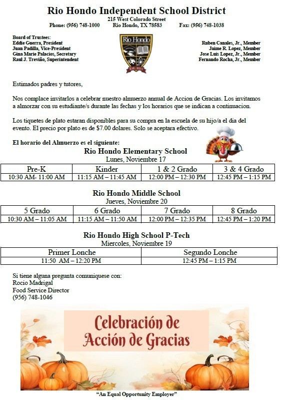 Celebracion de Accion de Gracias