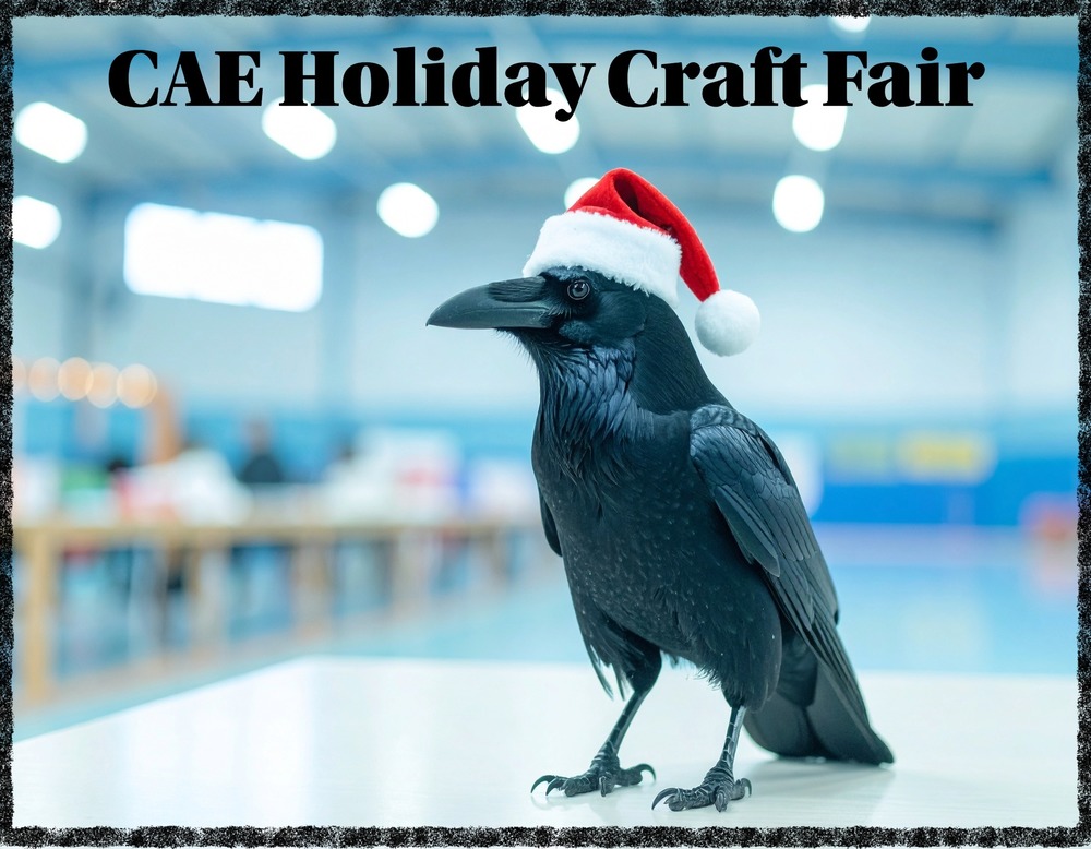 AI generated image of a raven at a craft fair.