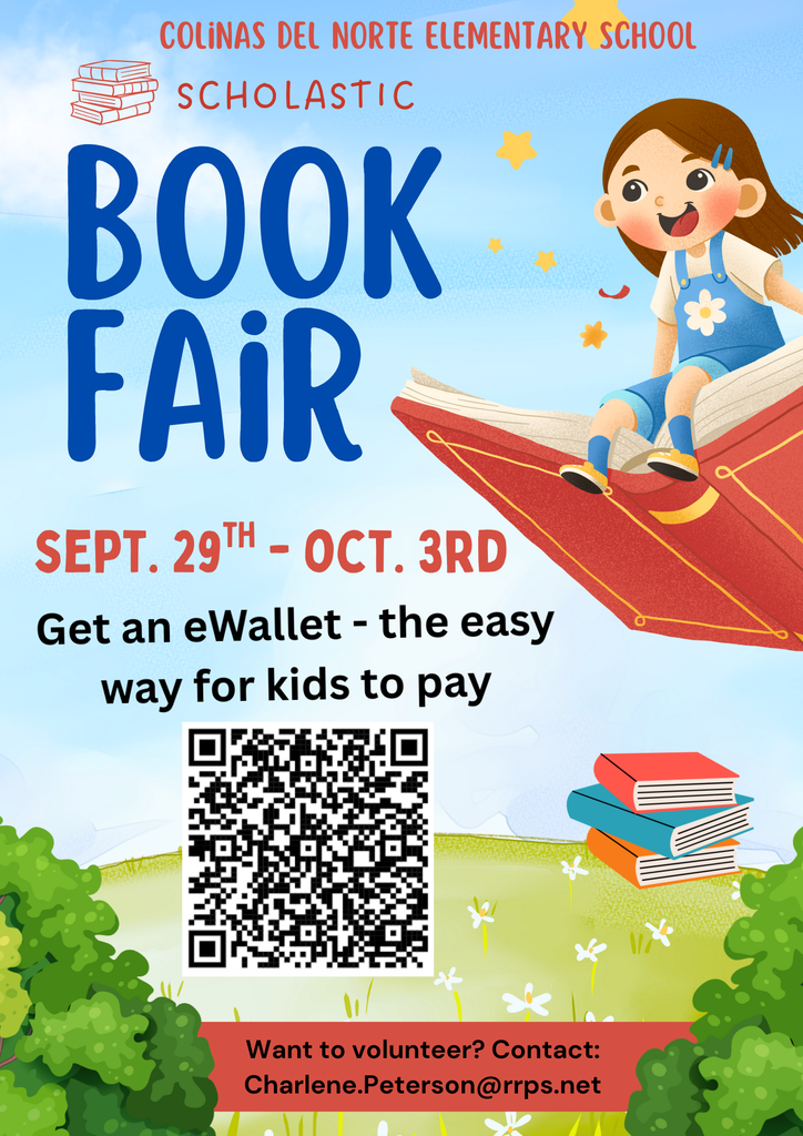 CDN Scholastic Book Fair from September 29th-October rd. Get an eWallet- the easy way for kids to pay. Want to volunteer? Contact Charlene Peterson.