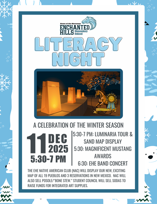 flyer describing the literacy event on December 11