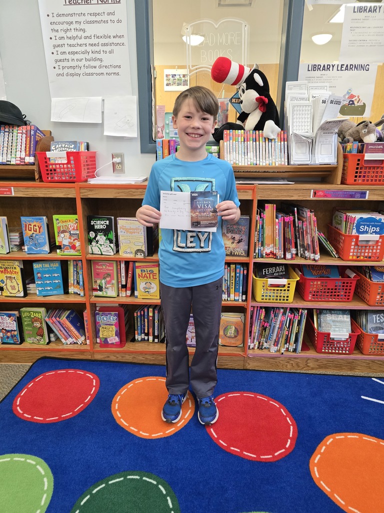 Ripley students have been hard at work building their reading skills through our Beanstack program! 📚✨  Each month, students take on a reading challenge by logging their reading and completing fun, reading-based activities. Their dedication earns them exciting prizes along the way!  For the month of March, students had the chance to win a $50 gift card—and we’re excited to announce that this month’s winner is William Skinner! 🎉  Congratulations, William, and great job to all of our readers for your continued effort and enthusiasm!  If you would like a chance to earn prizes for reading, check out Beanstack here: https://ripleycsdpk6.beanstack.org/
