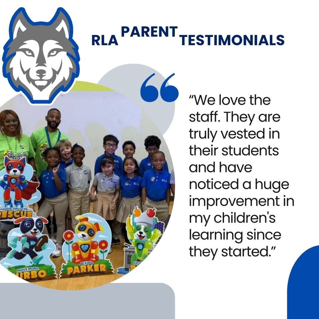 Photo of teachers with students and quote from parent