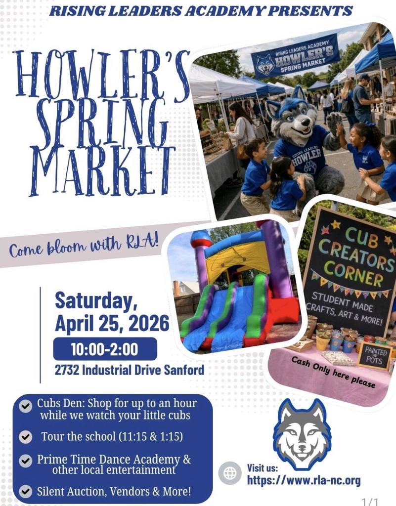 Flyer advertising RLA's Spring Market on April 25th
