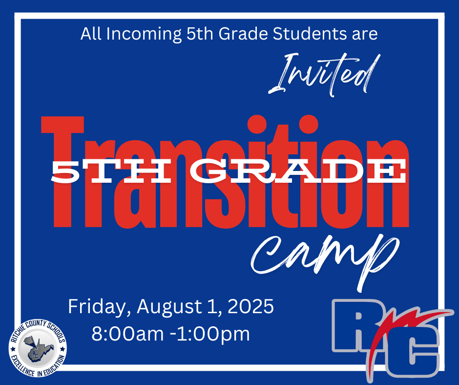 5th Grade transition camp August 1, 2025 from 8am-1pm