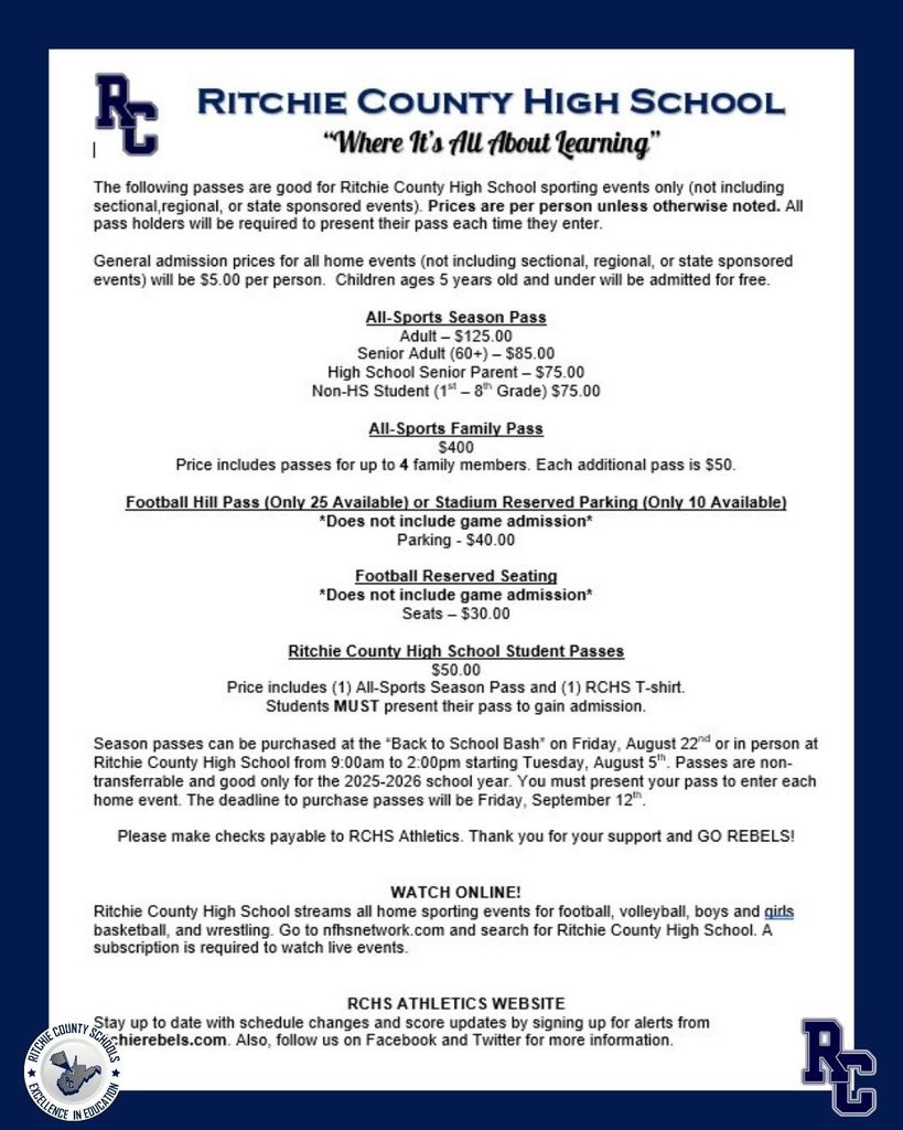 RCHS Sports Passes