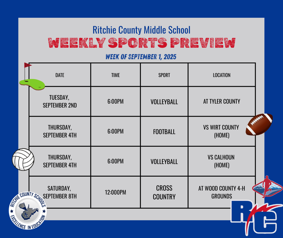 Weekly Sports Preview RCMS for the week of September 1st