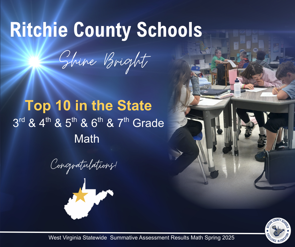Ritchie County Schools Shine Bright in Math- Top 10 in 3rd, 4th, 5th, 6th,  and 7th grades