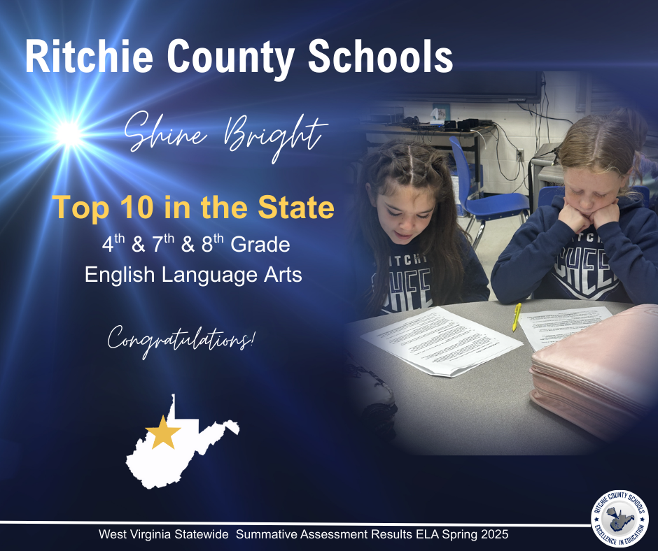 Ritchie County Schools Top 10 ELA in grades 4th, 7th, and 8th