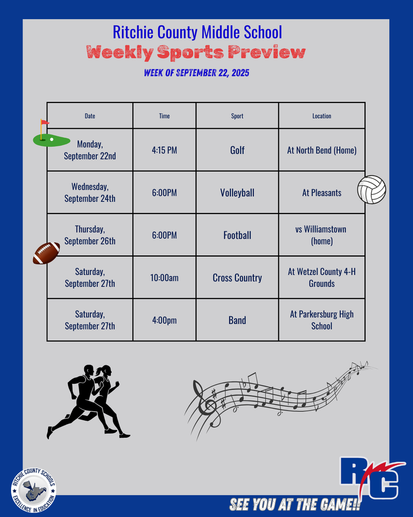 RCMS Weekly Sports Preview for 9/22/25
