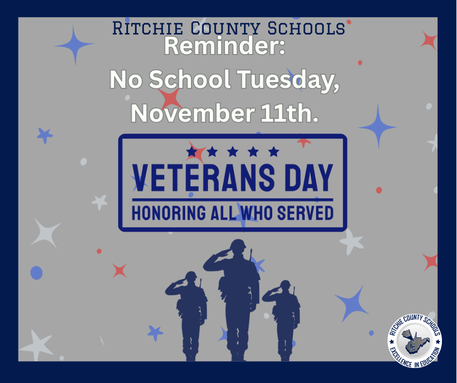 Reminder- No School tomorrow Tuesday 11/11/25 for Veterans Day